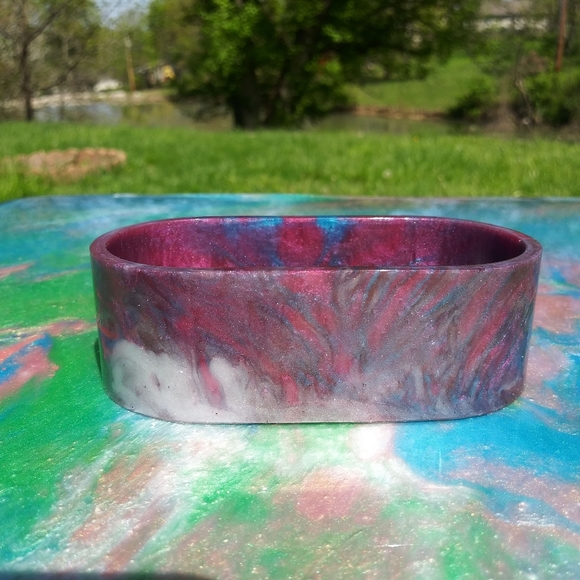 Hand Crafted Other - Purple Post It Note Holder Organizer Resin Art Handmade Cute Office Desk